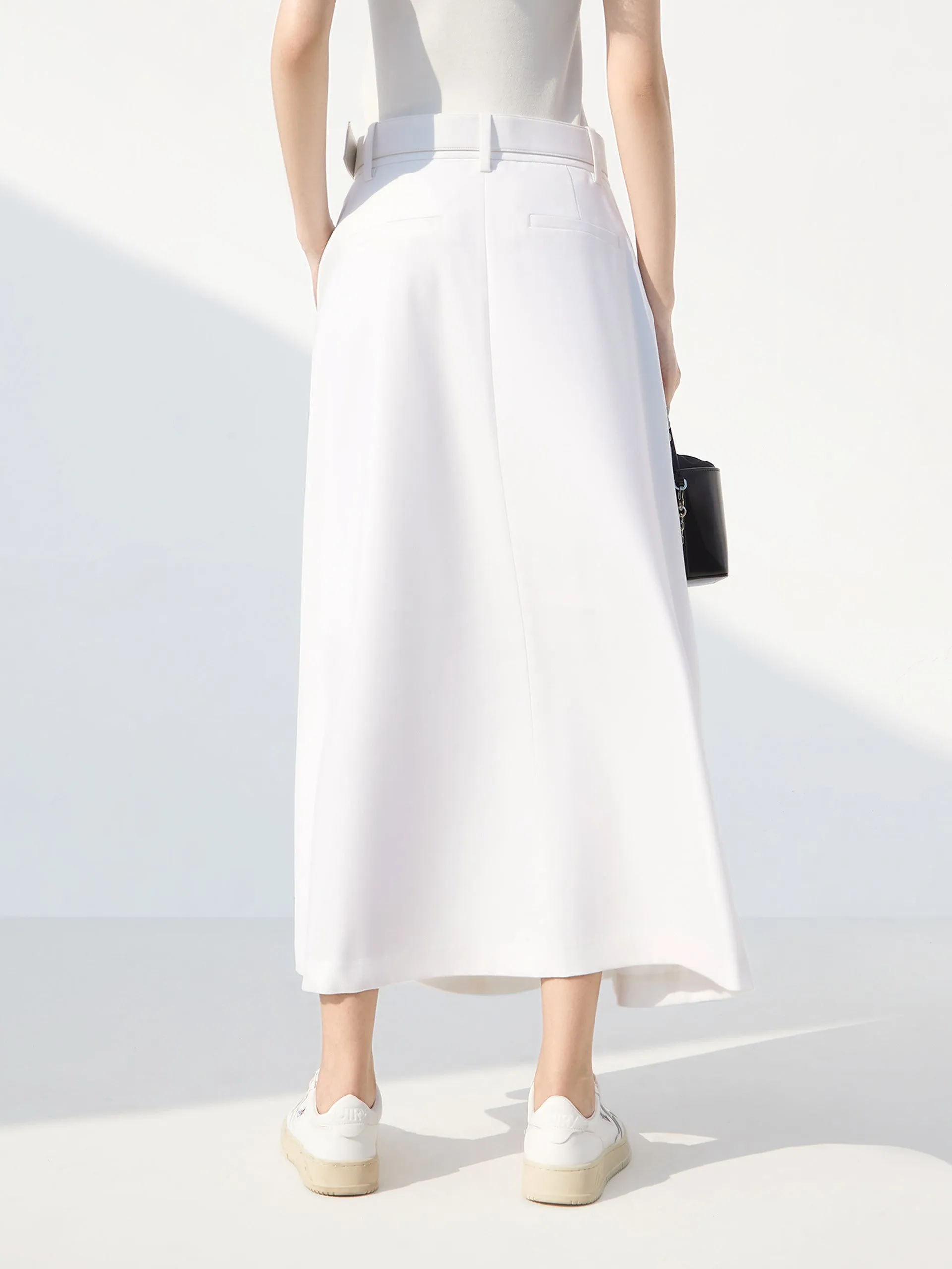 High Waist A Line Skirt with Belt