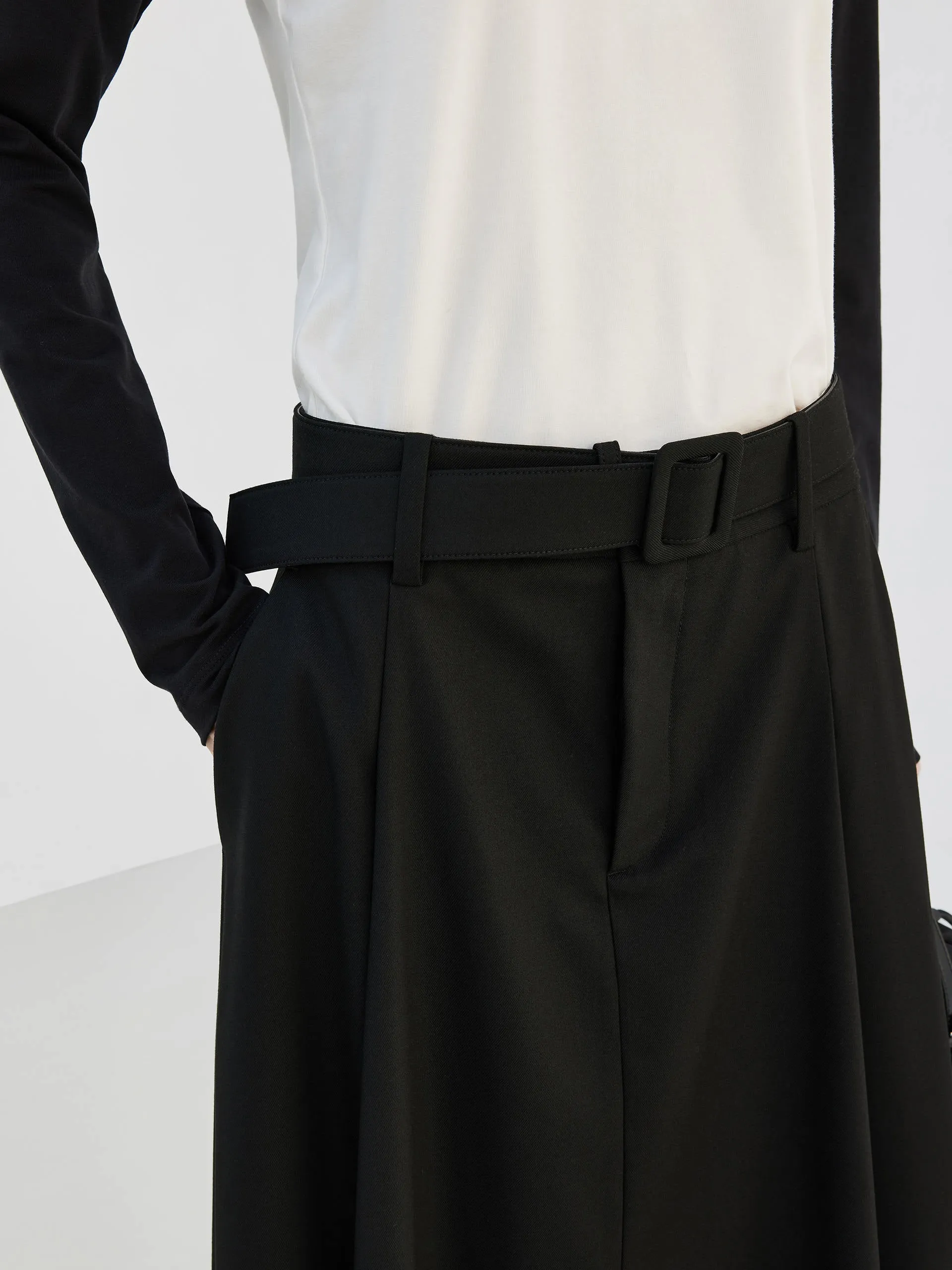 High Waist A Line Skirt with Belt