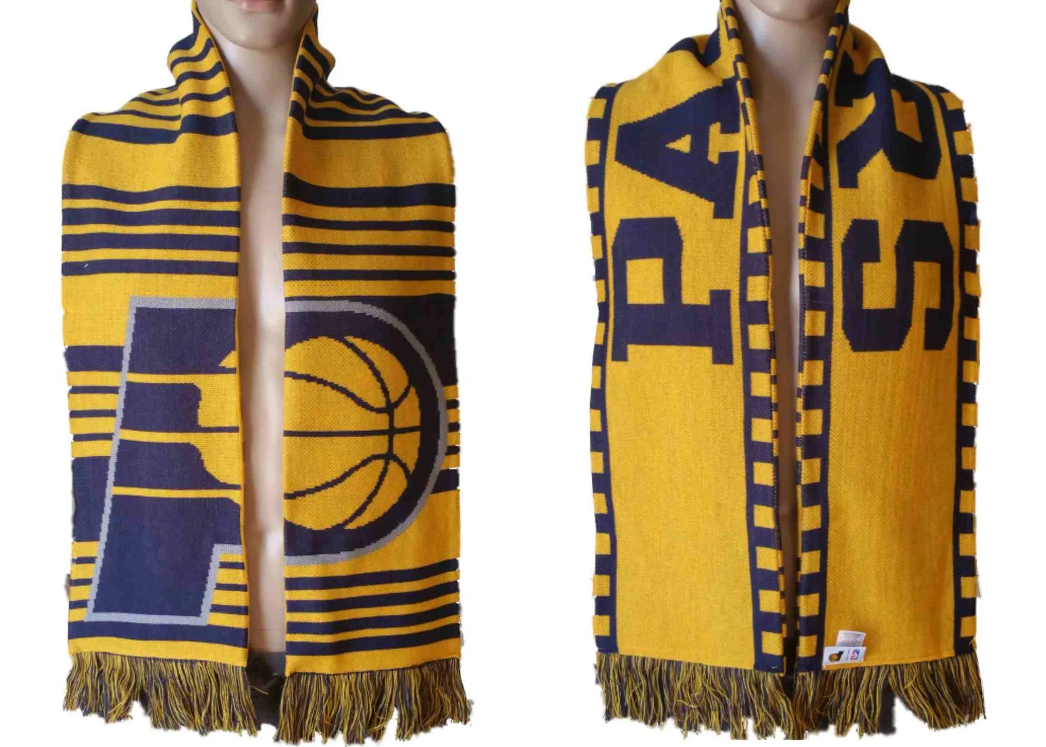 Indiana Pacers Adidas Yellow Navy Reversible Acrylc Knit Scarf (58" x 7.25")