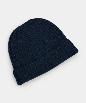 Italian Recycled Cashmere Beanie in Navy