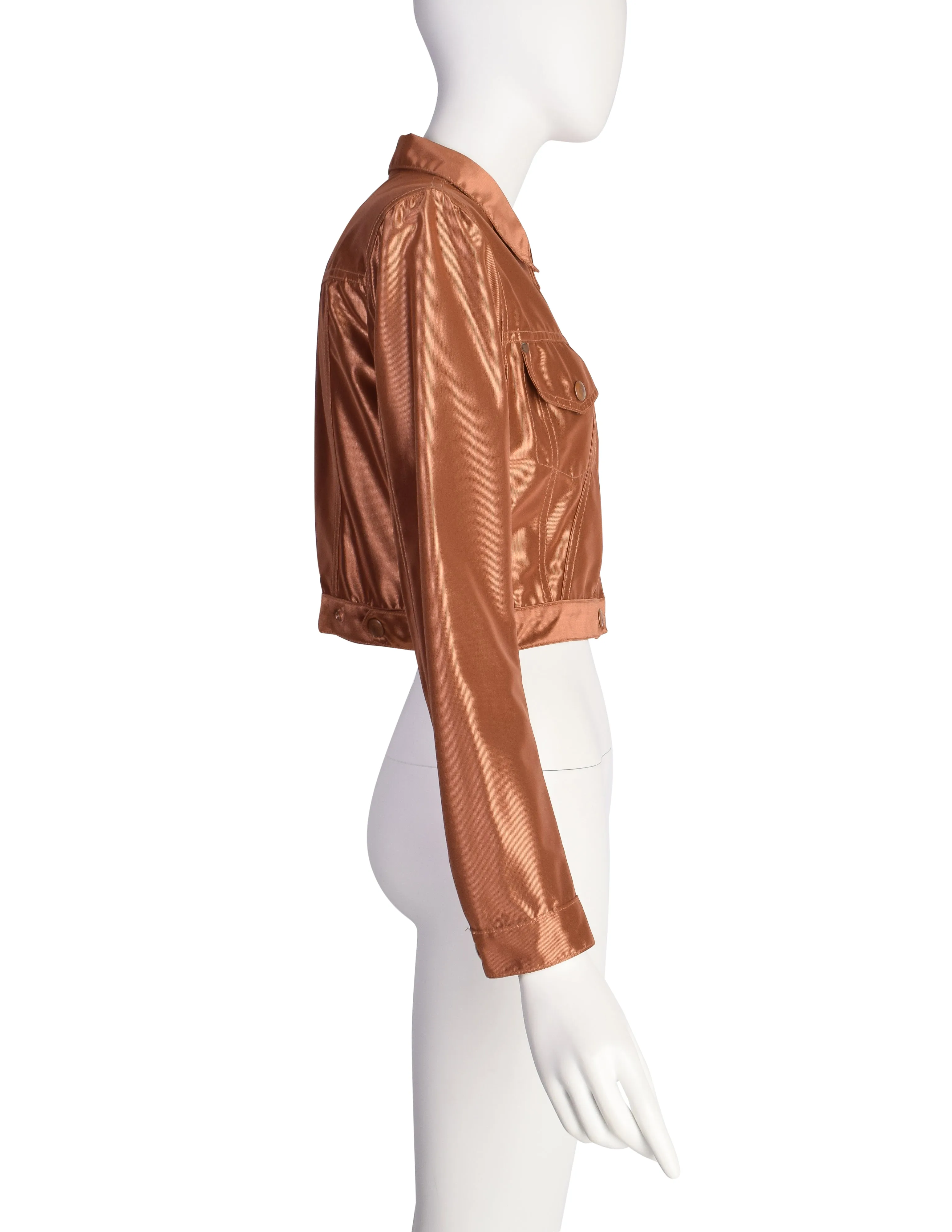 Jean Paul Gaultier Vintage Junior Gaultier SS 1989 Coppery Bronze Metallic Cropped Jacket