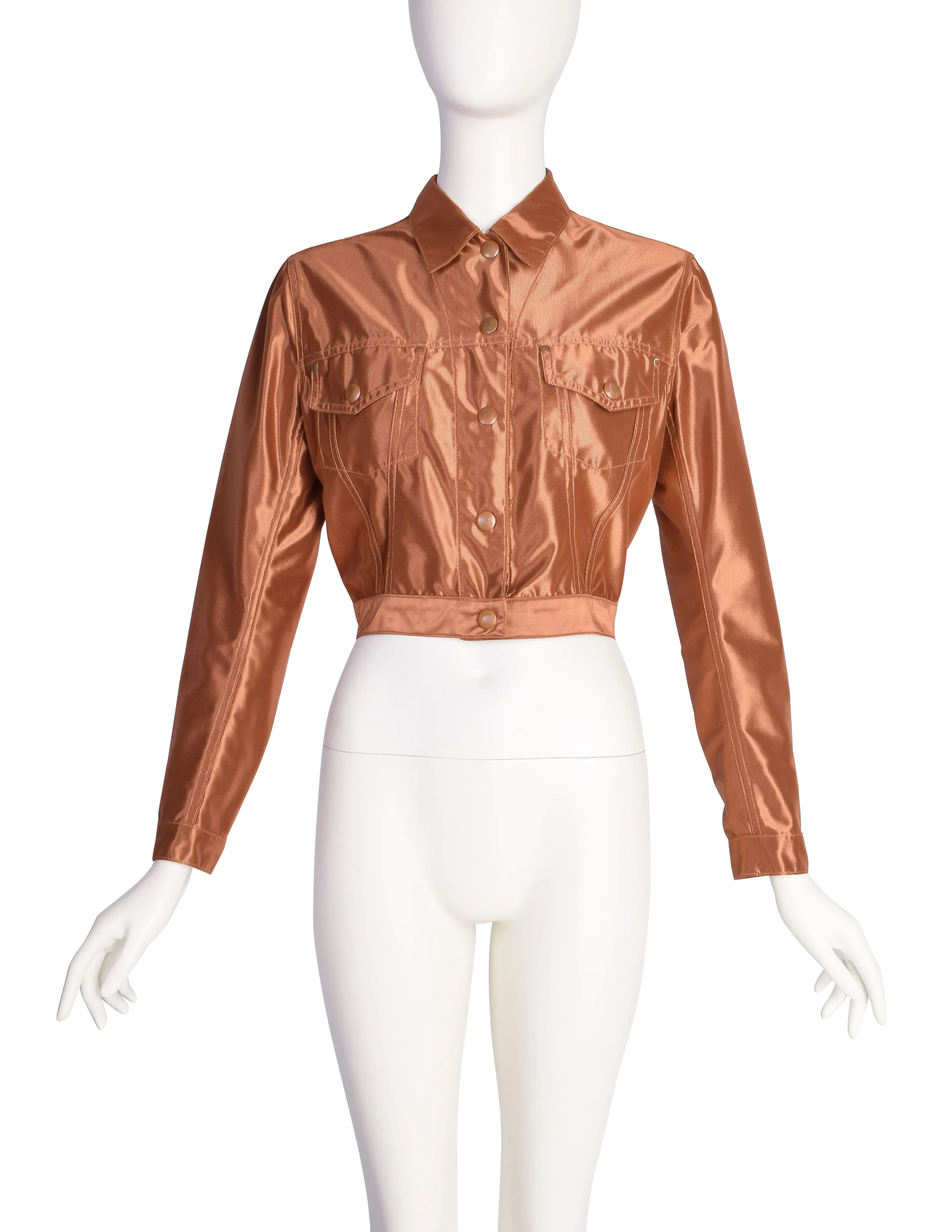 Jean Paul Gaultier Vintage Junior Gaultier SS 1989 Coppery Bronze Metallic Cropped Jacket