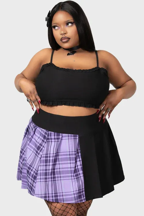 Killstar Cattie Pleated Skirt Purple Tartan Skater