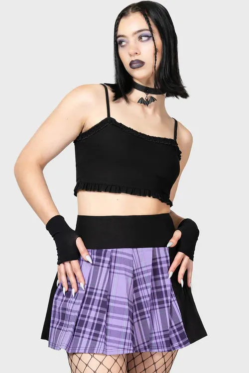 Killstar Cattie Pleated Skirt Purple Tartan Skater