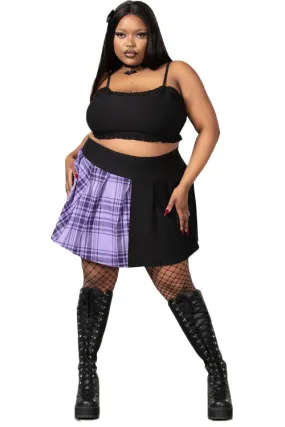 Killstar Cattie Pleated Skirt Purple Tartan Skater