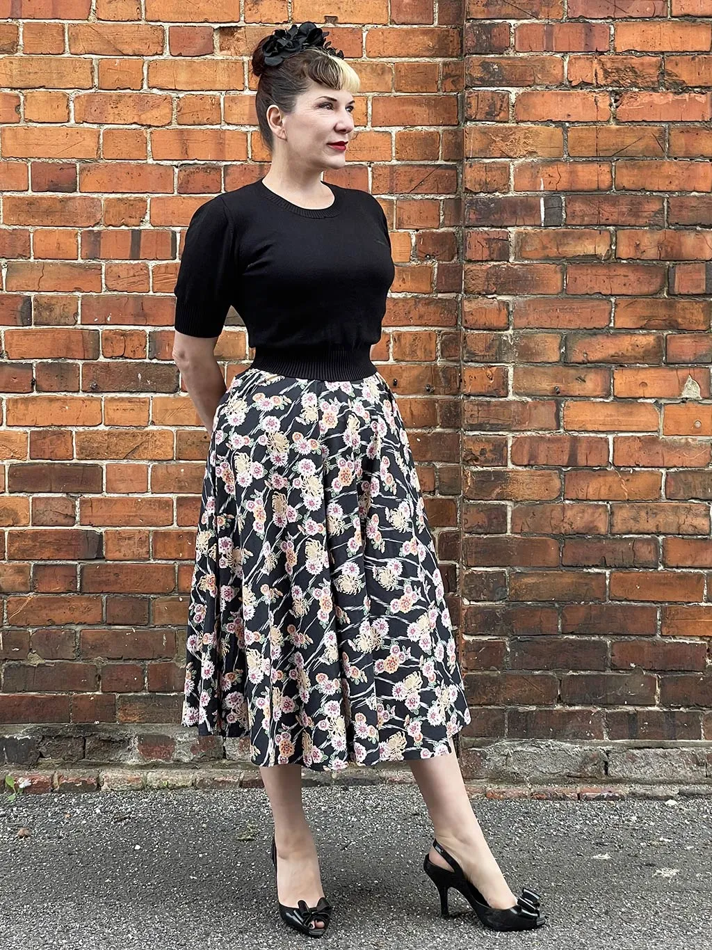 Kimono Print Adjustable 1950s Circle Skirt