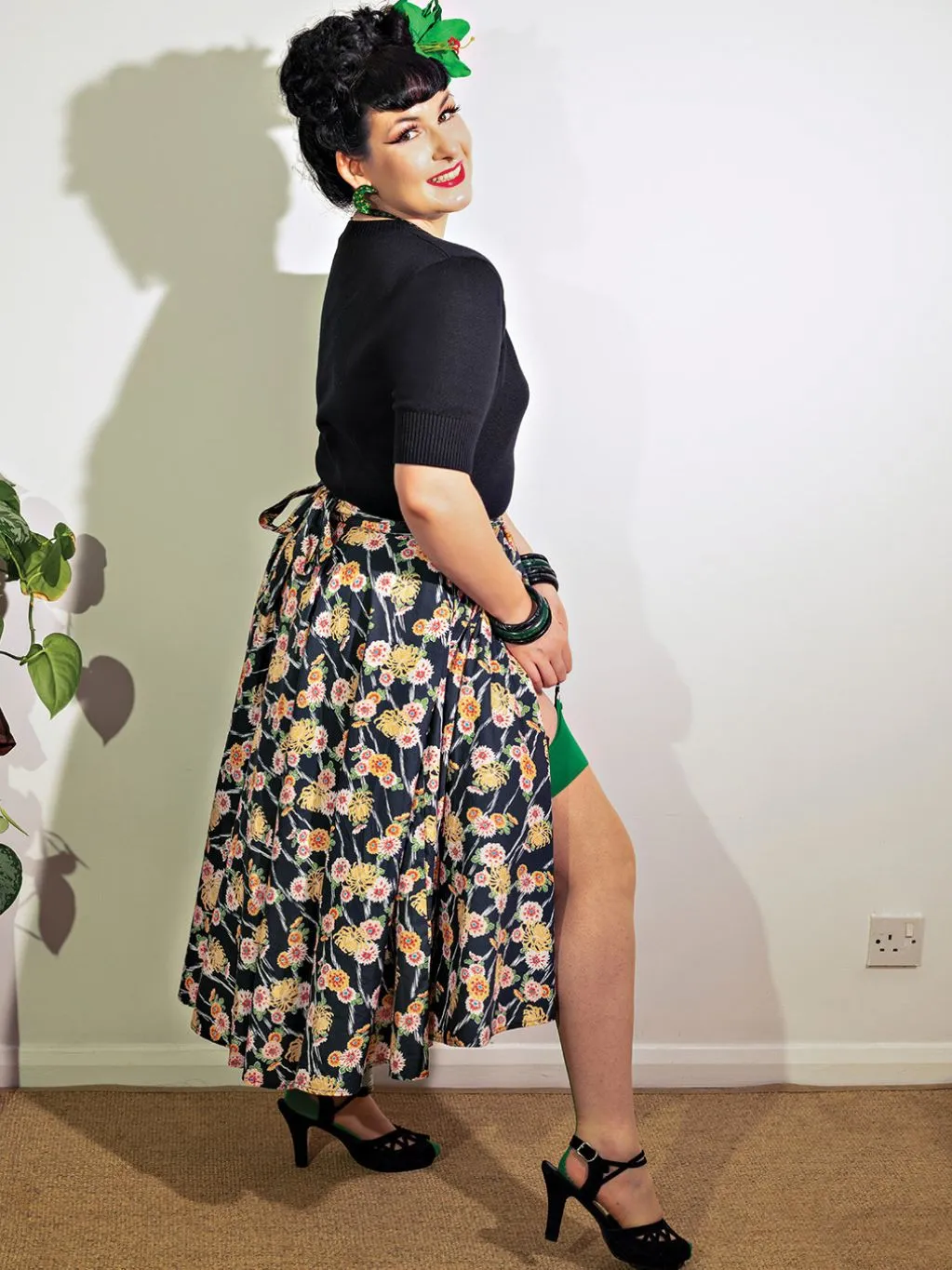 Kimono Print Adjustable 1950s Circle Skirt