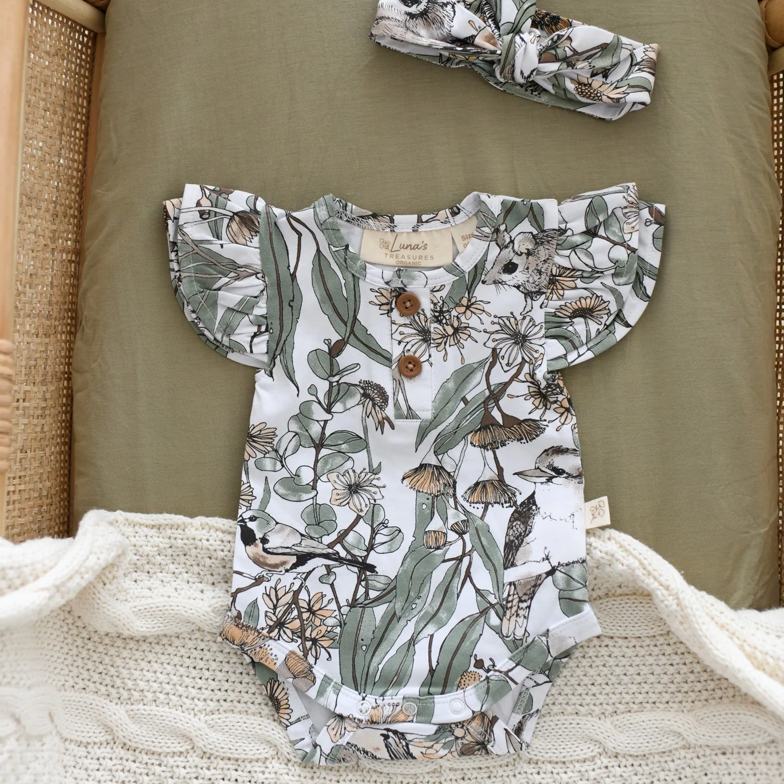 KOKO flutter sleeve organic cotton bodysuit