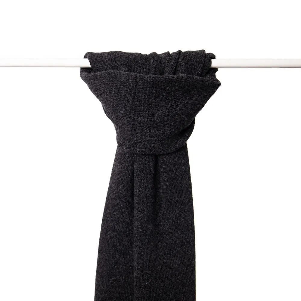 Ladies Lambswool Plain Knit Scarf - Charcoal