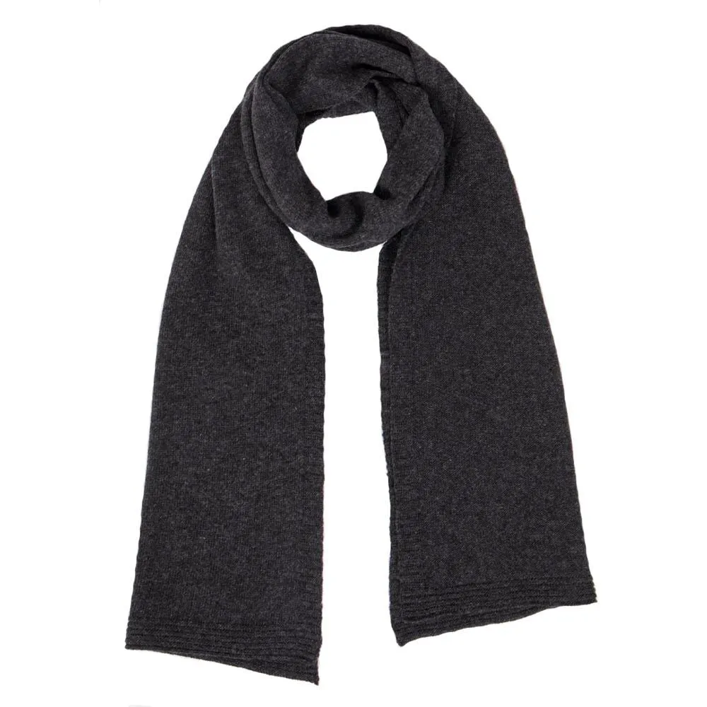 Ladies Lambswool Plain Knit Scarf - Charcoal