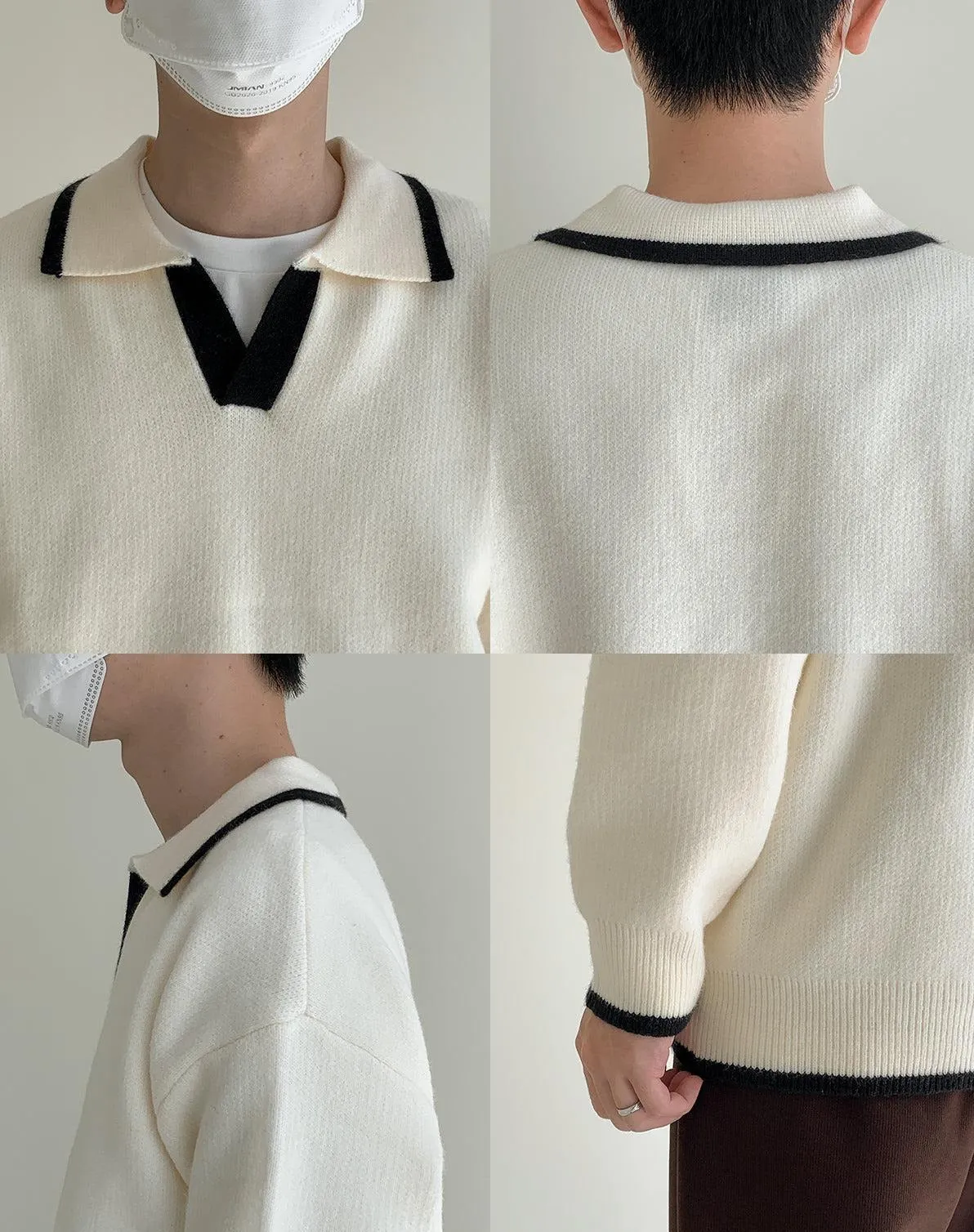 Lapel Collar Polo Sweater