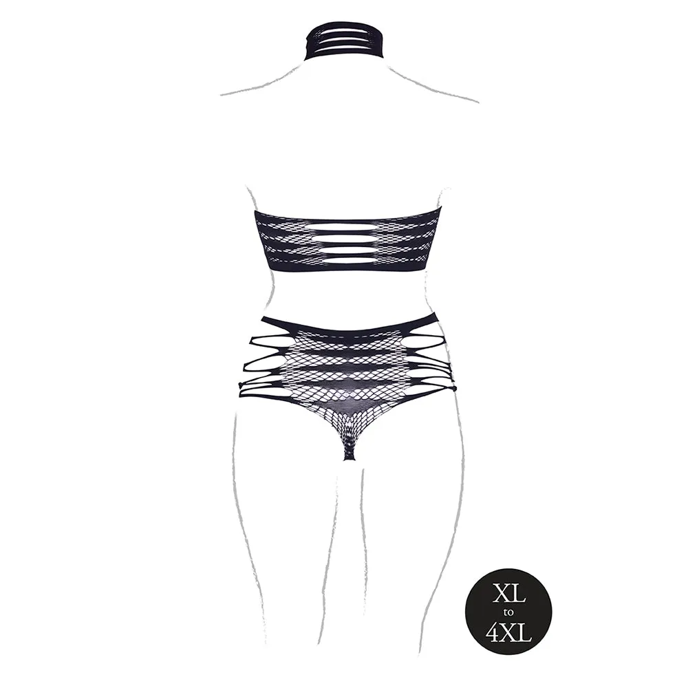 Le Desir Shade Carpo XLVI 2-Piece with Turtleneck, Crop Top & Panty Black Queen Size