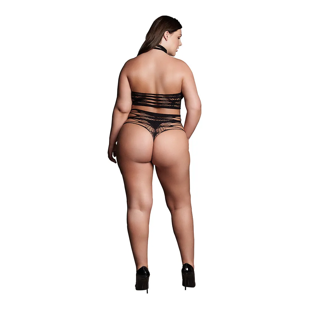 Le Desir Shade Carpo XLVI 2-Piece with Turtleneck, Crop Top & Panty Black Queen Size