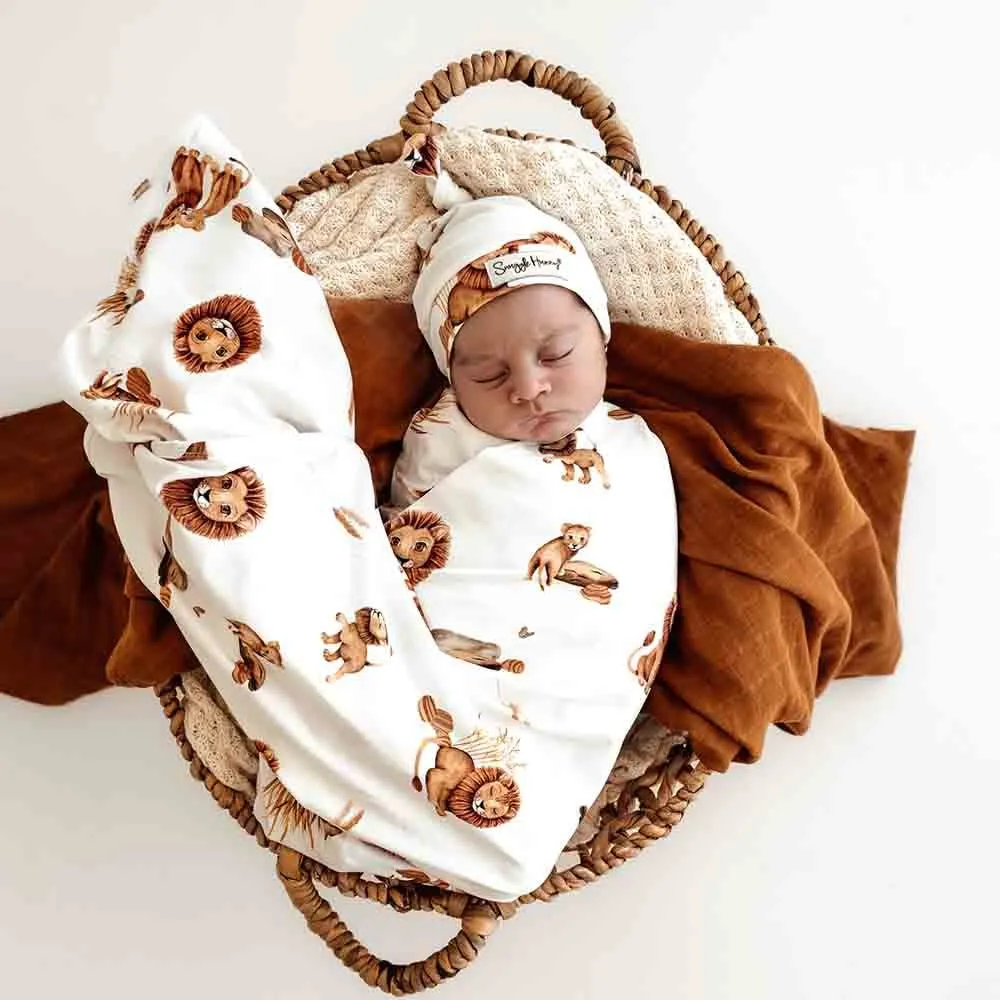 Lion Jersey Wrap Birth Announcement Set