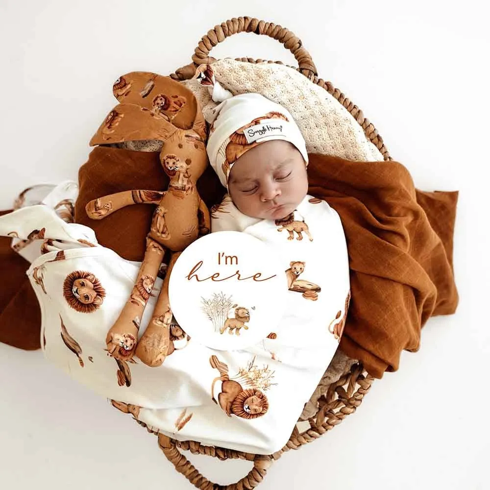 Lion Jersey Wrap Birth Announcement Set