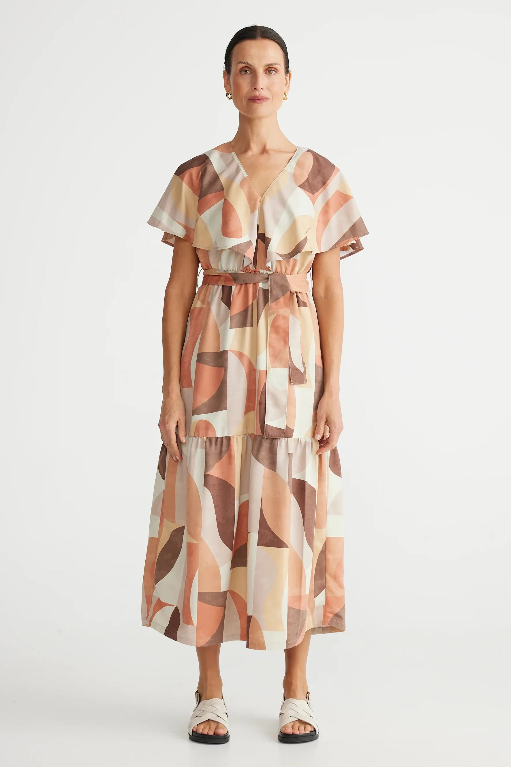 Longway Home Dress in Earth Abstract