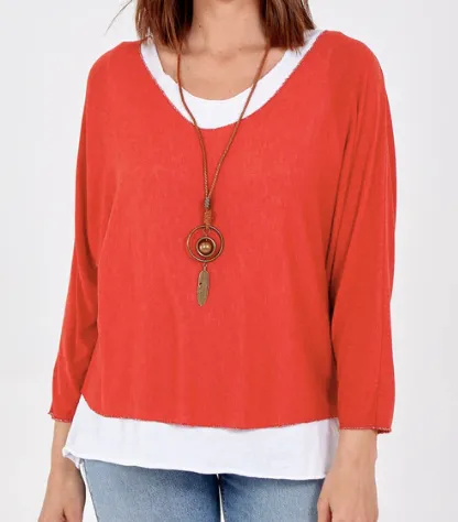 Lucy Double Layer Top with Necklace