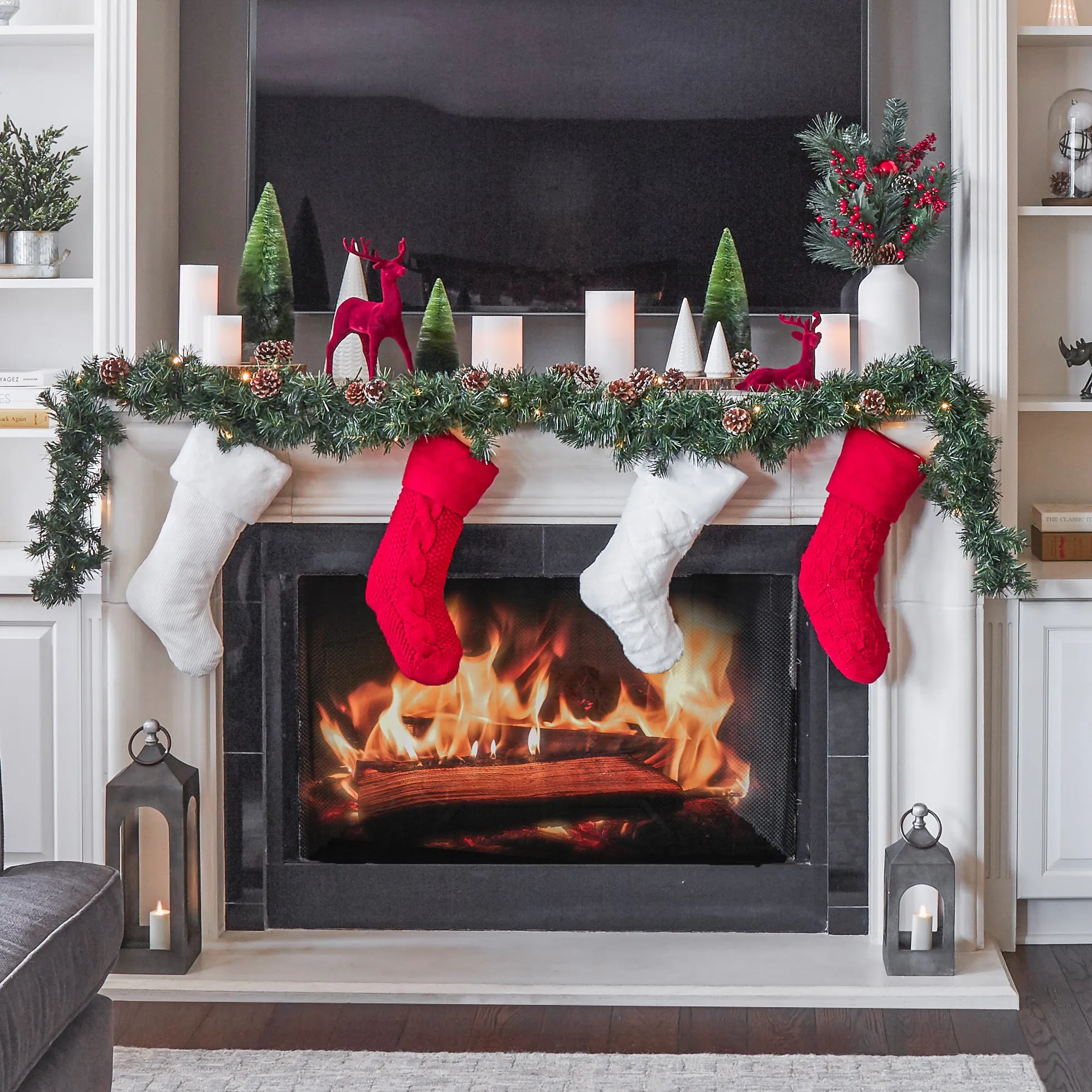 Luxe Faux Fur Plaid Christmas Stocking with Velvet Cuff