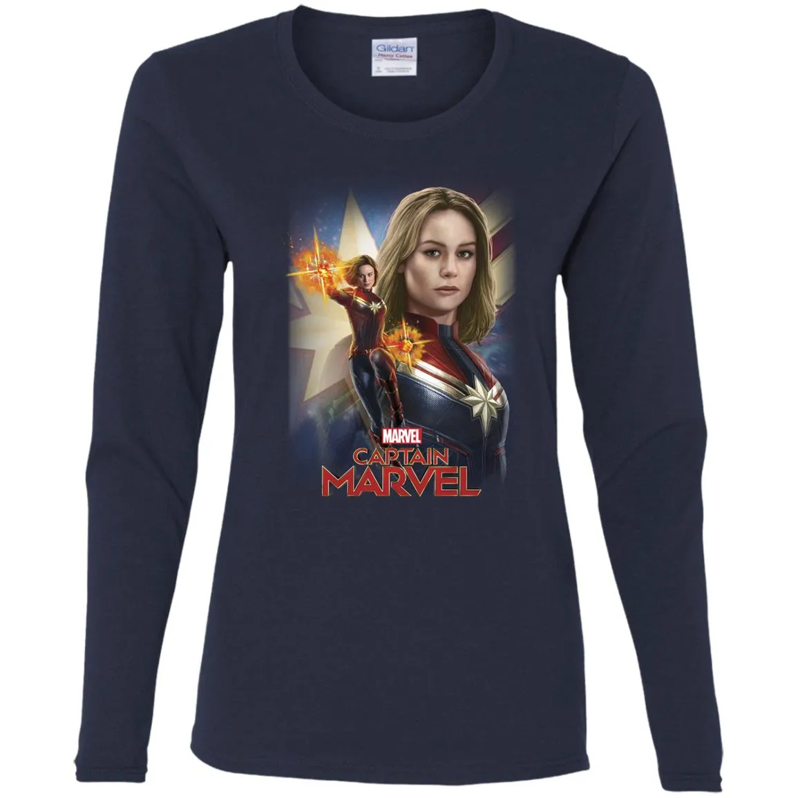 Marvel Captain Marvel Powers Portrait Women Long Sleeve Shirt