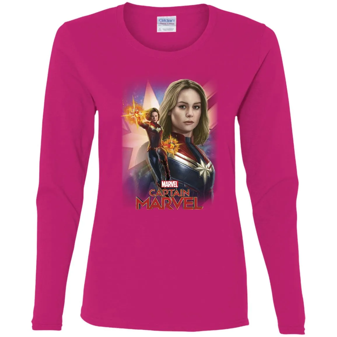 Marvel Captain Marvel Powers Portrait Women Long Sleeve Shirt