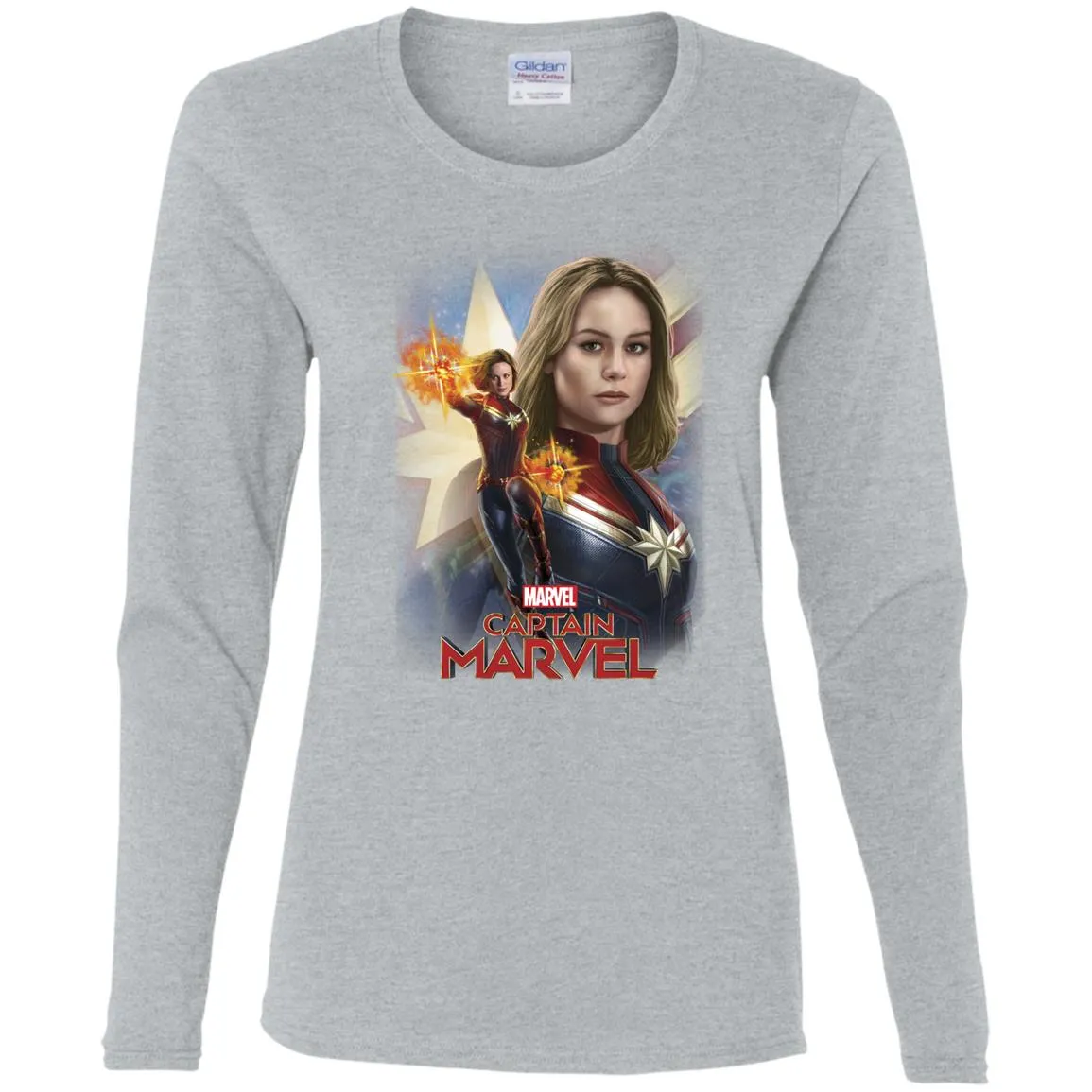 Marvel Captain Marvel Powers Portrait Women Long Sleeve Shirt