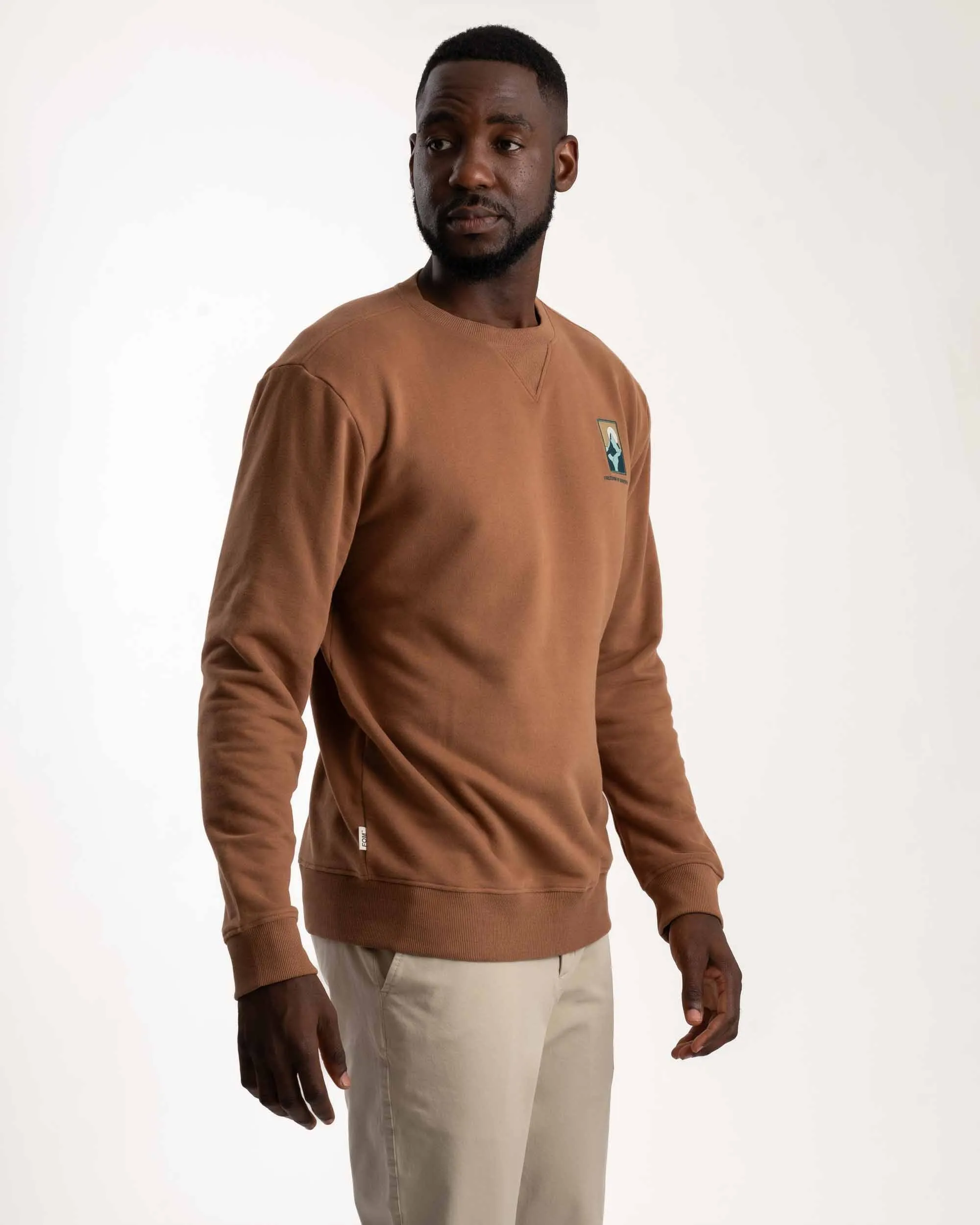 Mens Crew Neck Sweater - Caramel