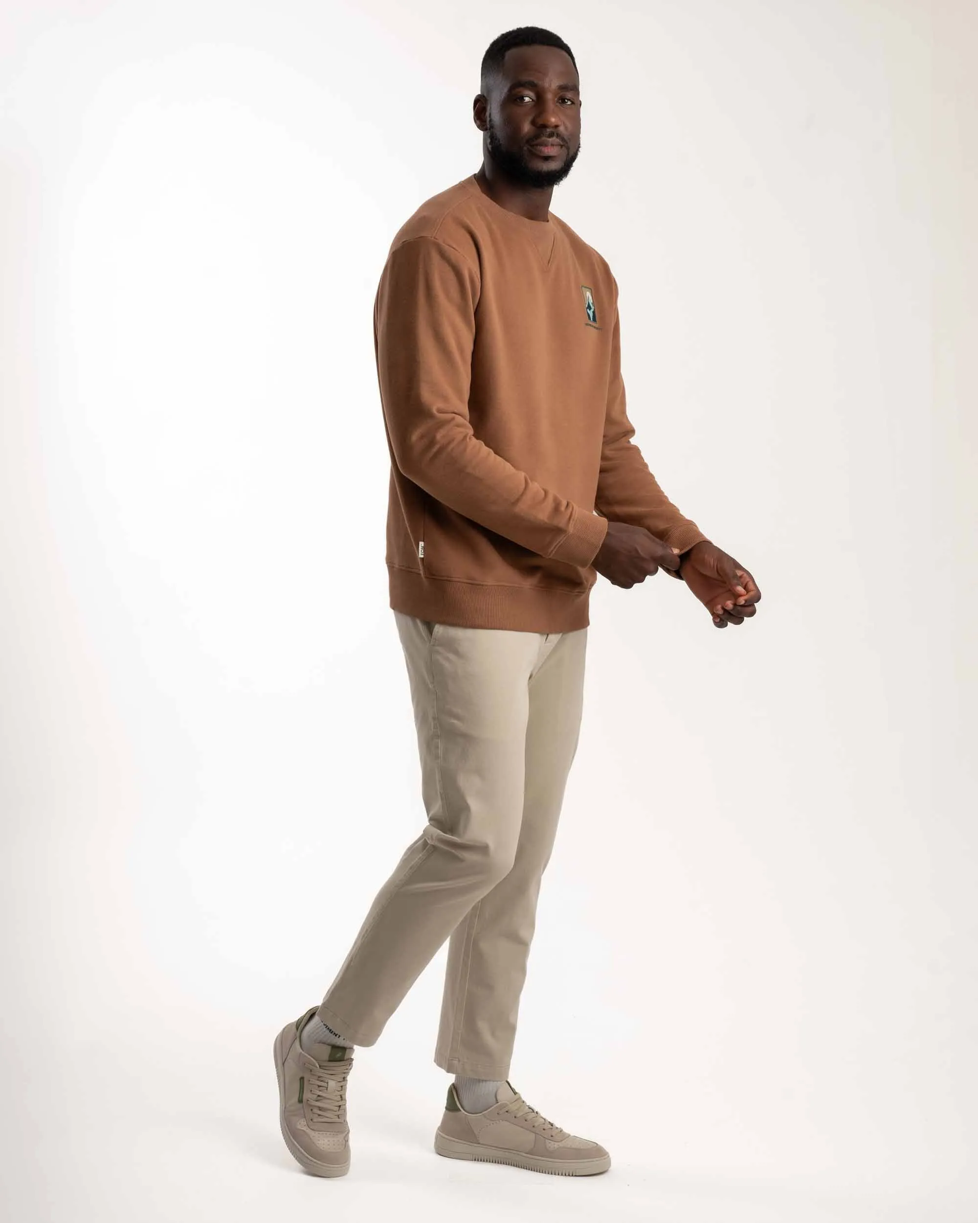 Mens Crew Neck Sweater - Caramel