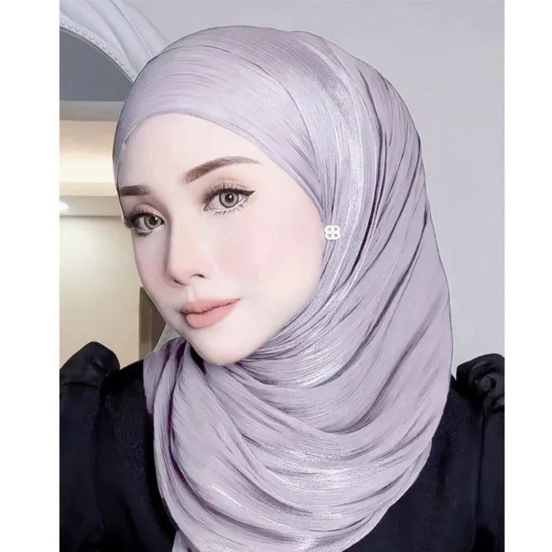 MH051 Solid Color Thin Plain Satin Long Hijab