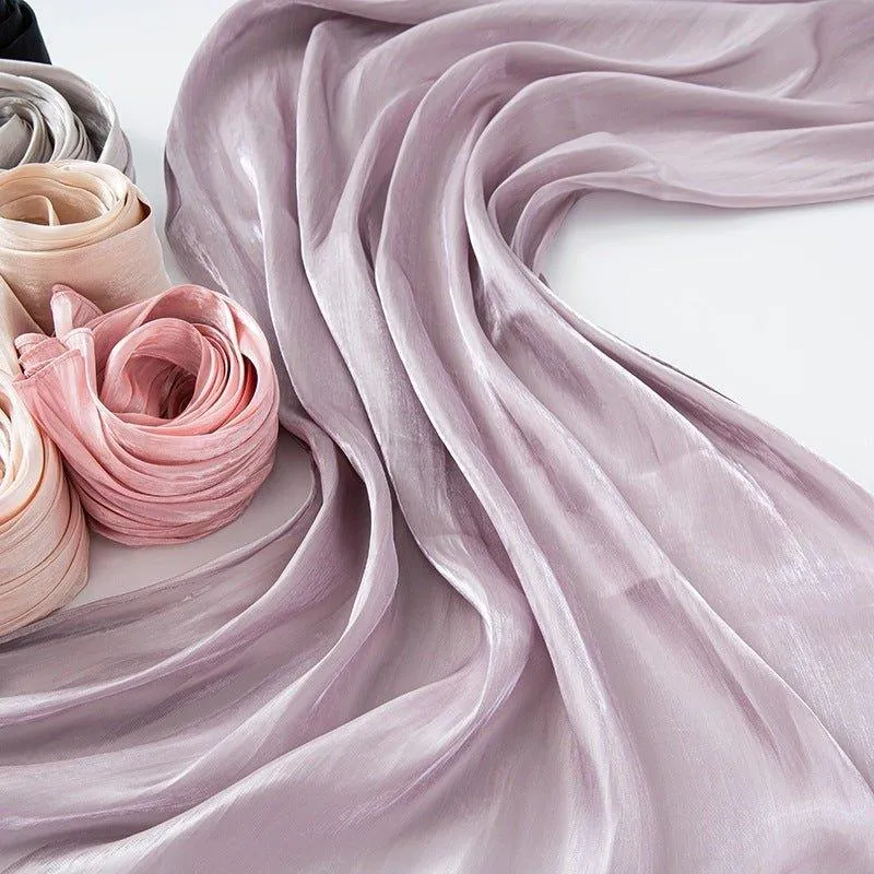 MH051 Solid Color Thin Plain Satin Long Hijab