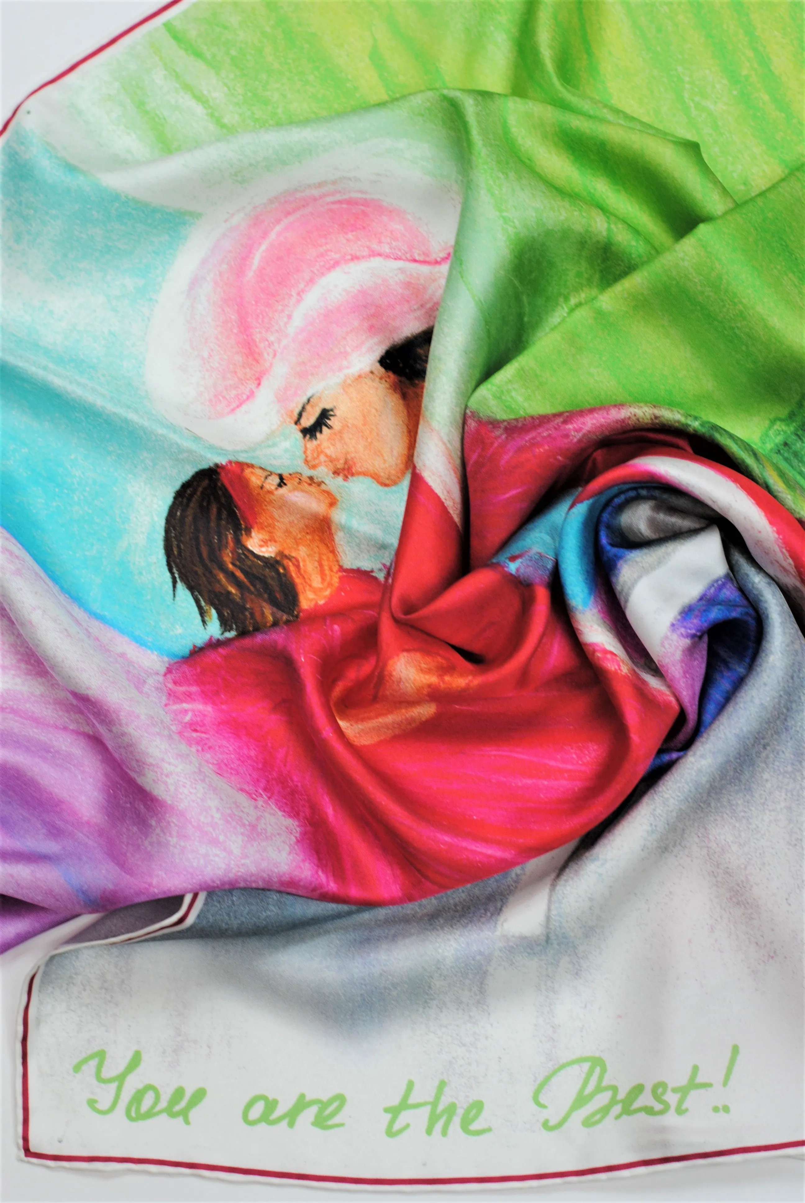 MOM & DAUGHTER LOVE STORY 100% Silk Art-A-Porte Scarf