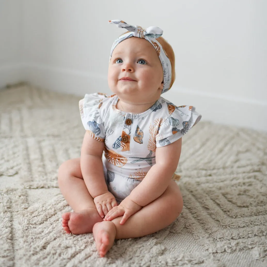 NAUTILUS FLUTTER short sleeve organic cotton bodysuit