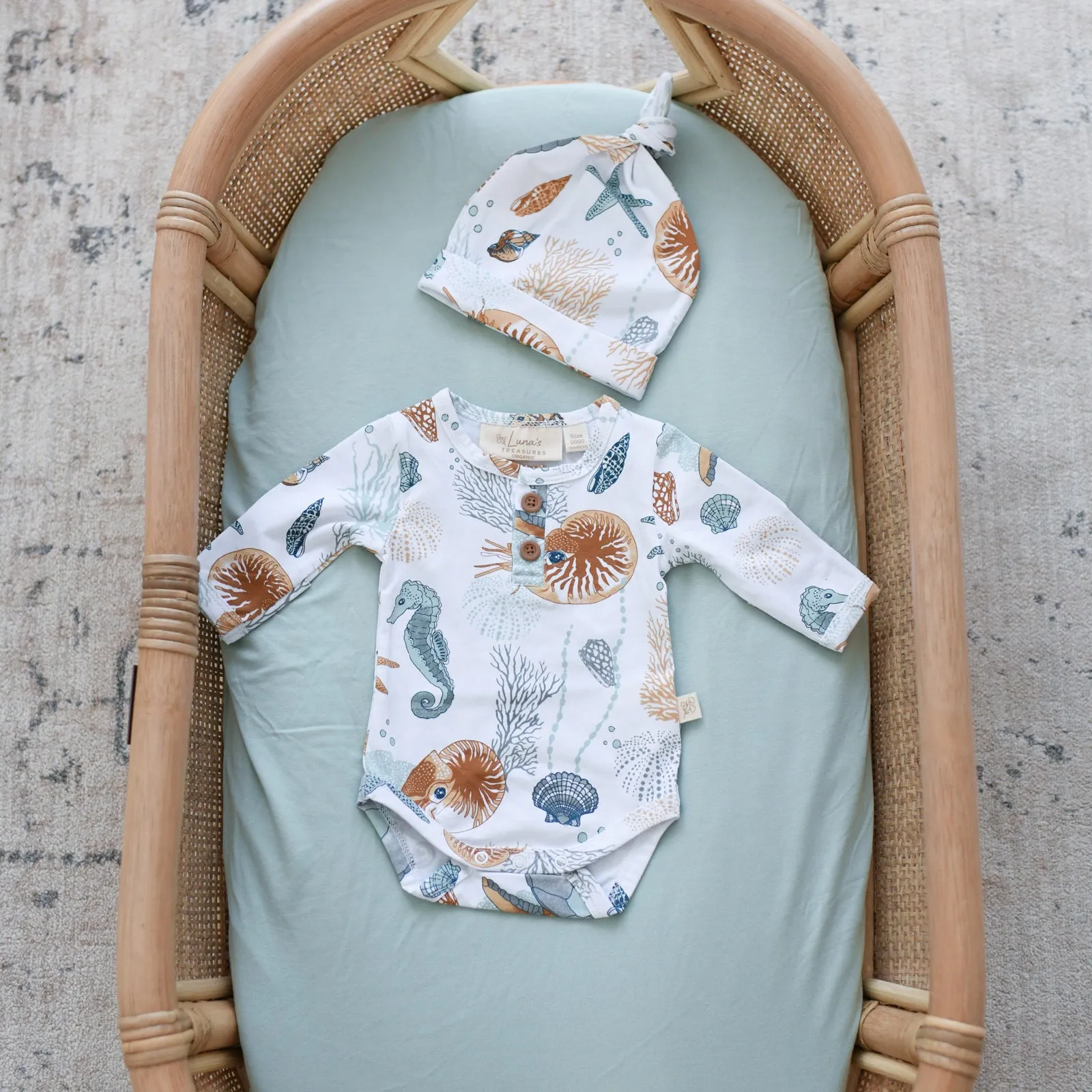 NAUTILUS long sleeve organic cotton bodysuit