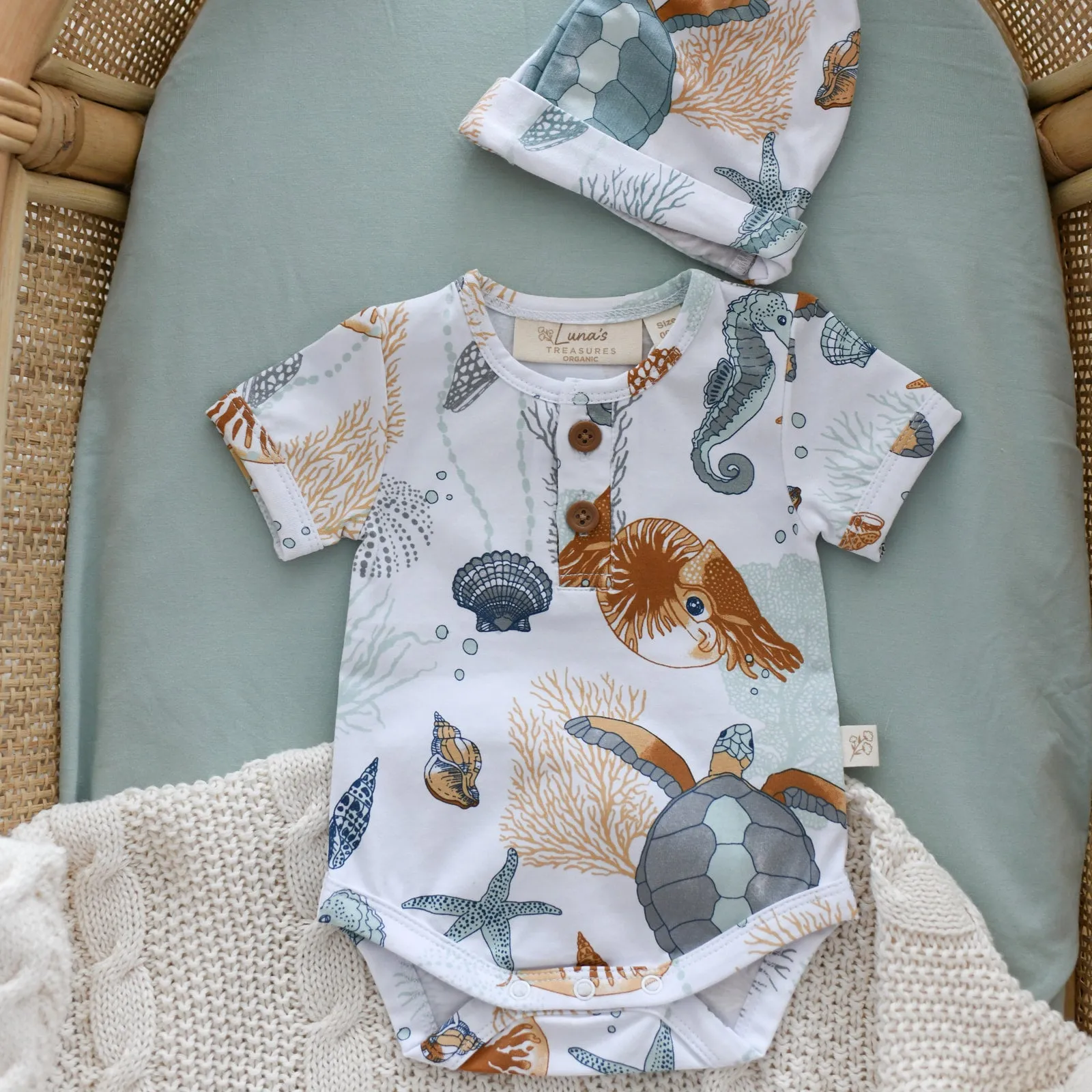 NAUTILUS short sleeve organic cotton bodysuit