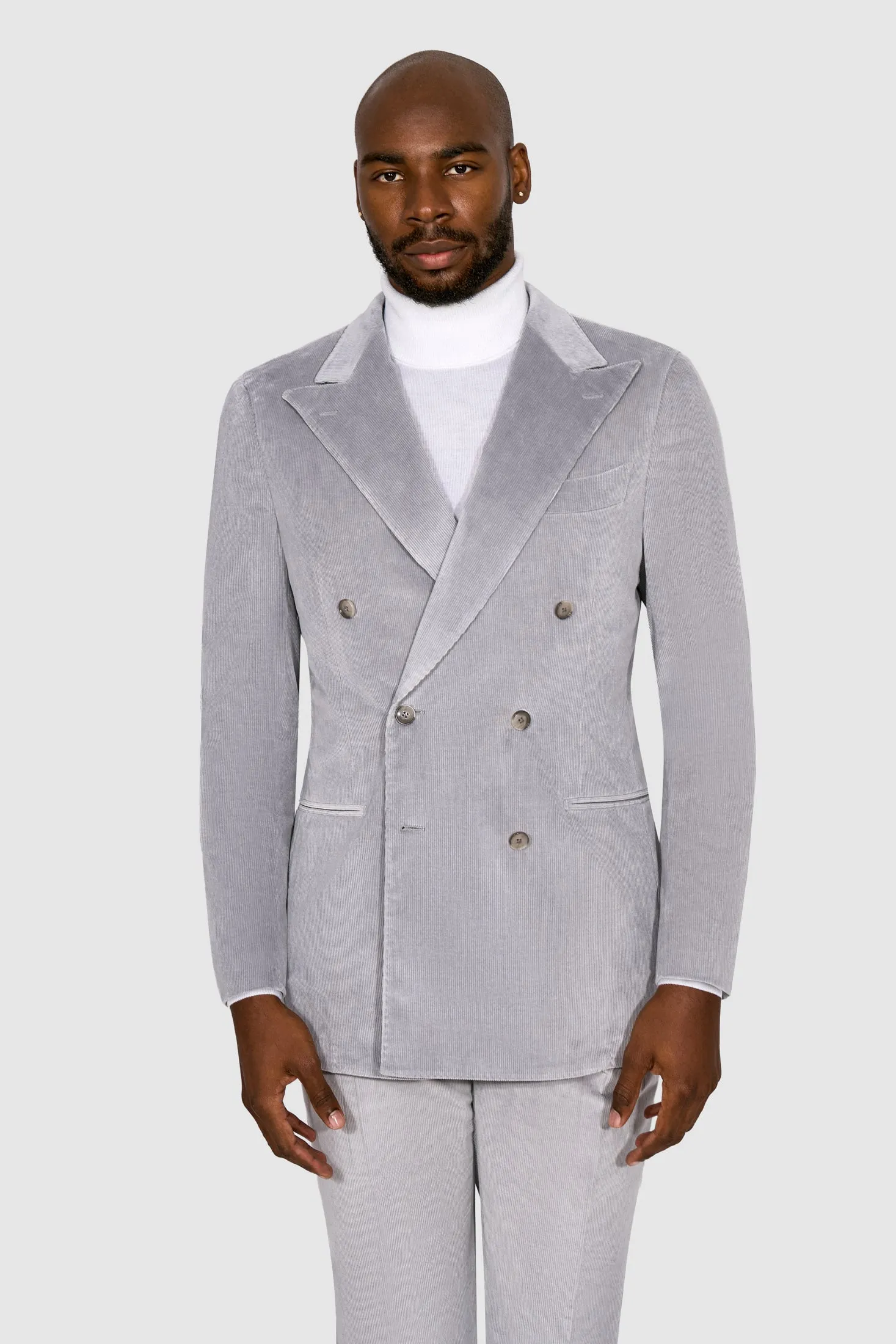 New Suitsupply Havana Light Gray Corduroy Cotton Cashmere DB Suit - Most Sizes Available!