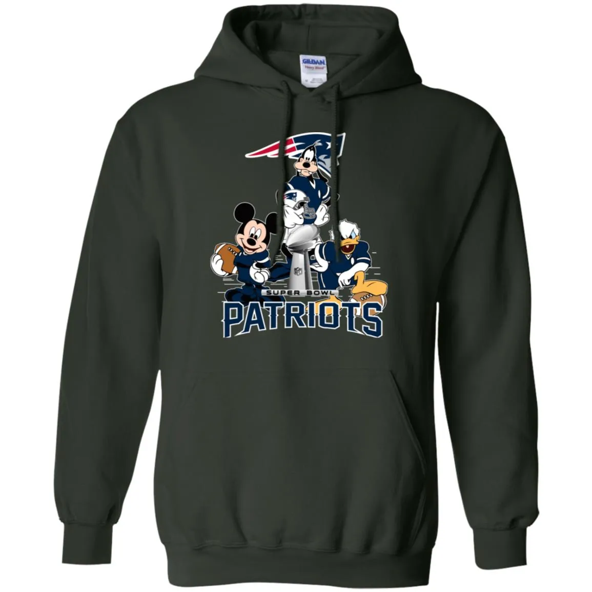 Nfl - New England Patriots Donald Duck Goofy Mickey Mouse Super Bowl 2019 Football Pullover Hoodie Sweatshirt