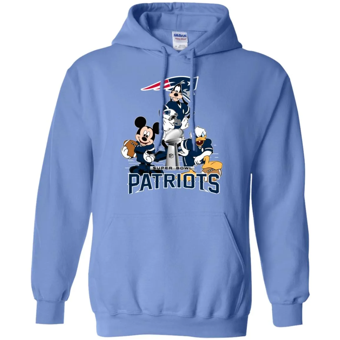 Nfl - New England Patriots Donald Duck Goofy Mickey Mouse Super Bowl 2019 Football Pullover Hoodie Sweatshirt