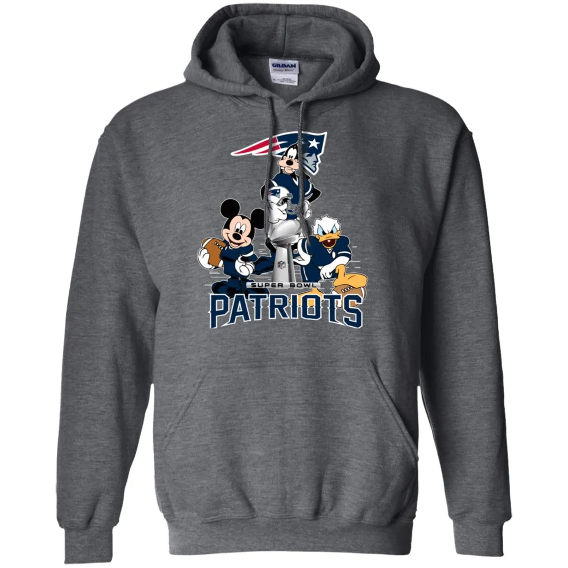 Nfl - New England Patriots Donald Duck Goofy Mickey Mouse Super Bowl 2019 Football Pullover Hoodie Sweatshirt