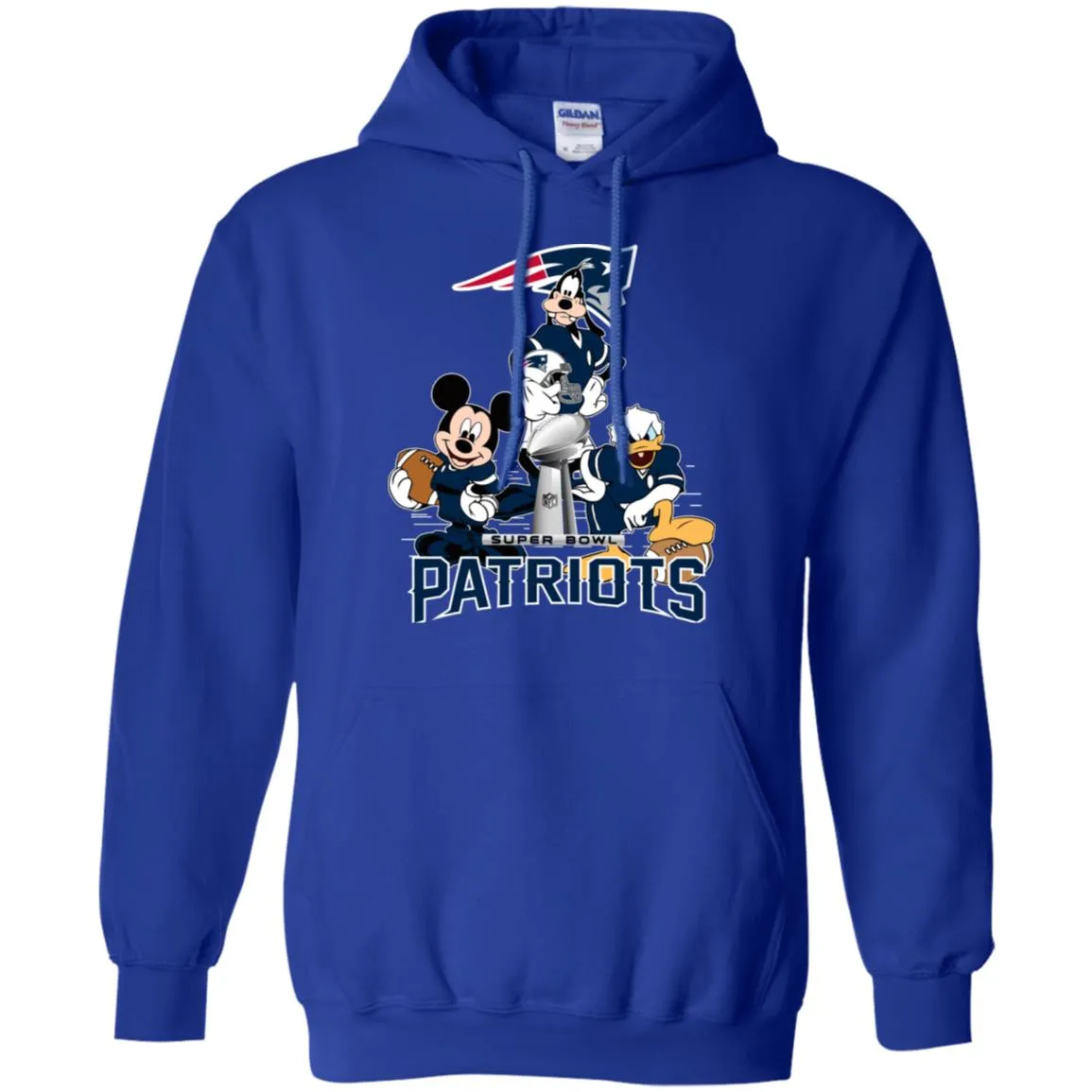 Nfl - New England Patriots Donald Duck Goofy Mickey Mouse Super Bowl 2019 Football Pullover Hoodie Sweatshirt