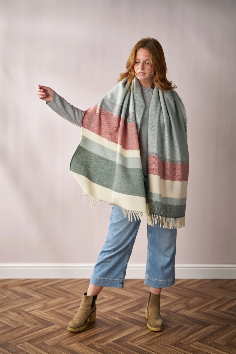 Oversized Blanket Scarf: Woodland Stripe