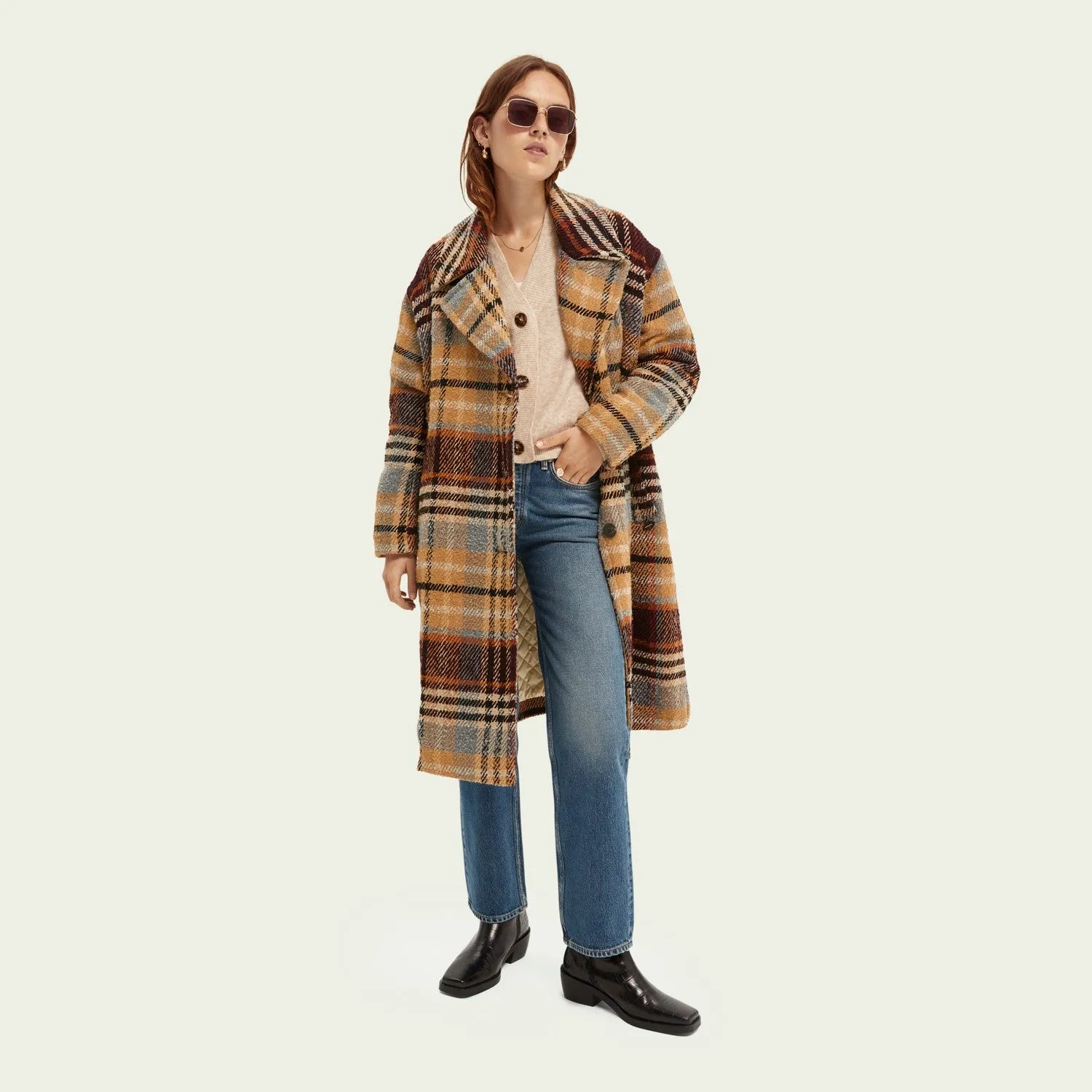 Oversized Plaid Bouclé Coat