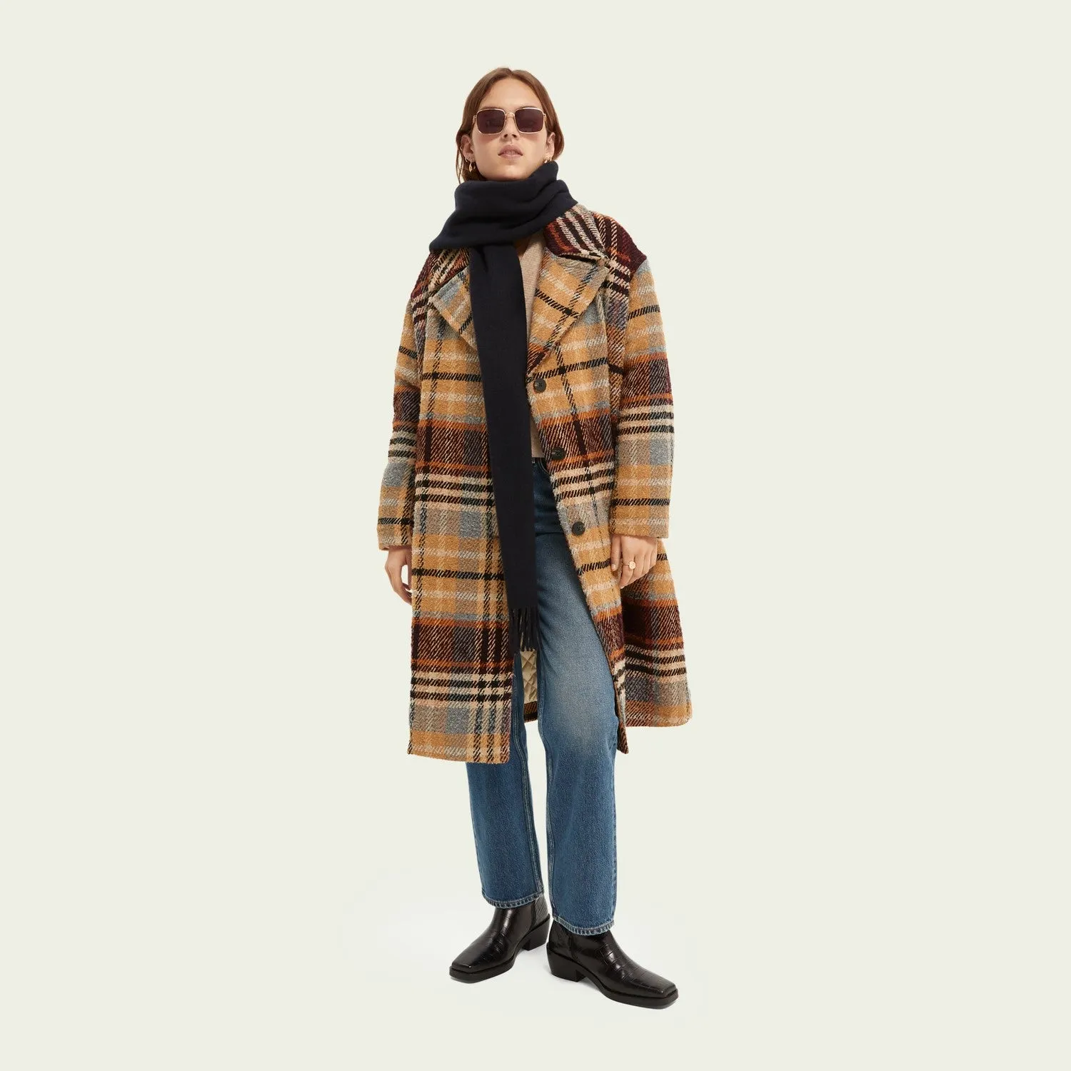 Oversized Plaid Bouclé Coat