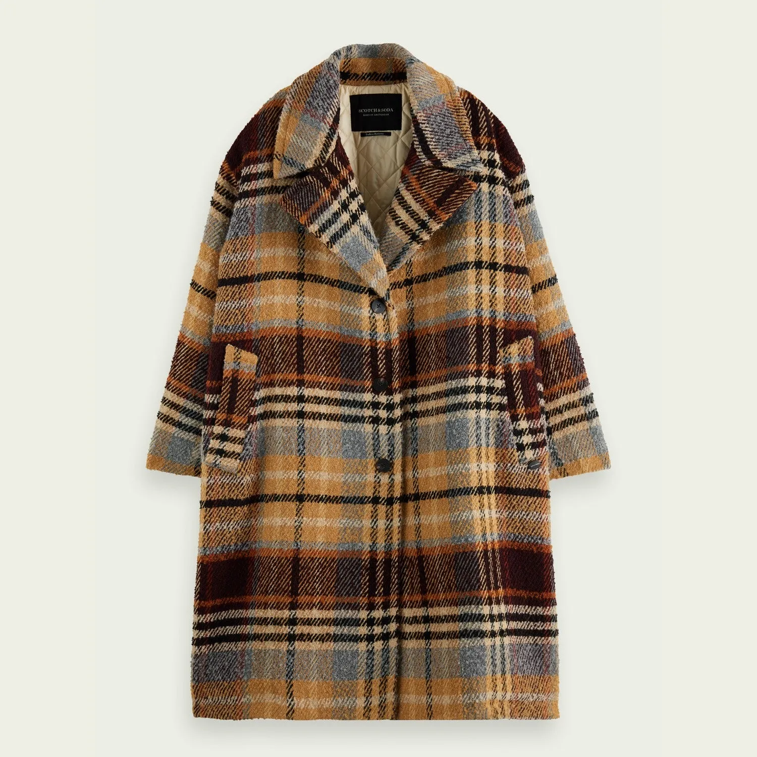 Oversized Plaid Bouclé Coat