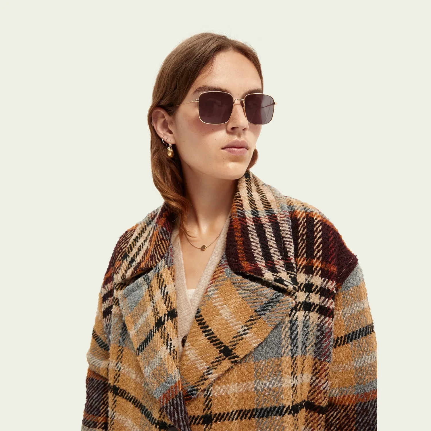 Oversized Plaid Bouclé Coat