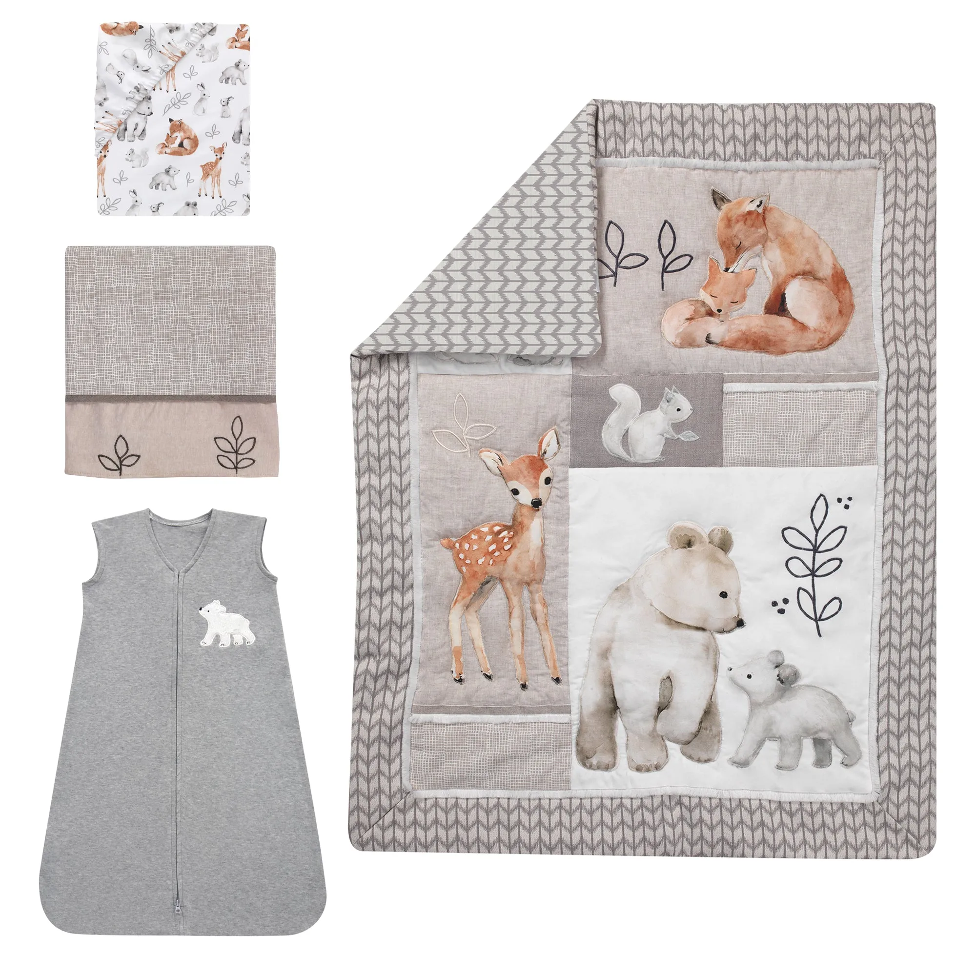 Painted Forest 4-Piece Crib Bedding Set