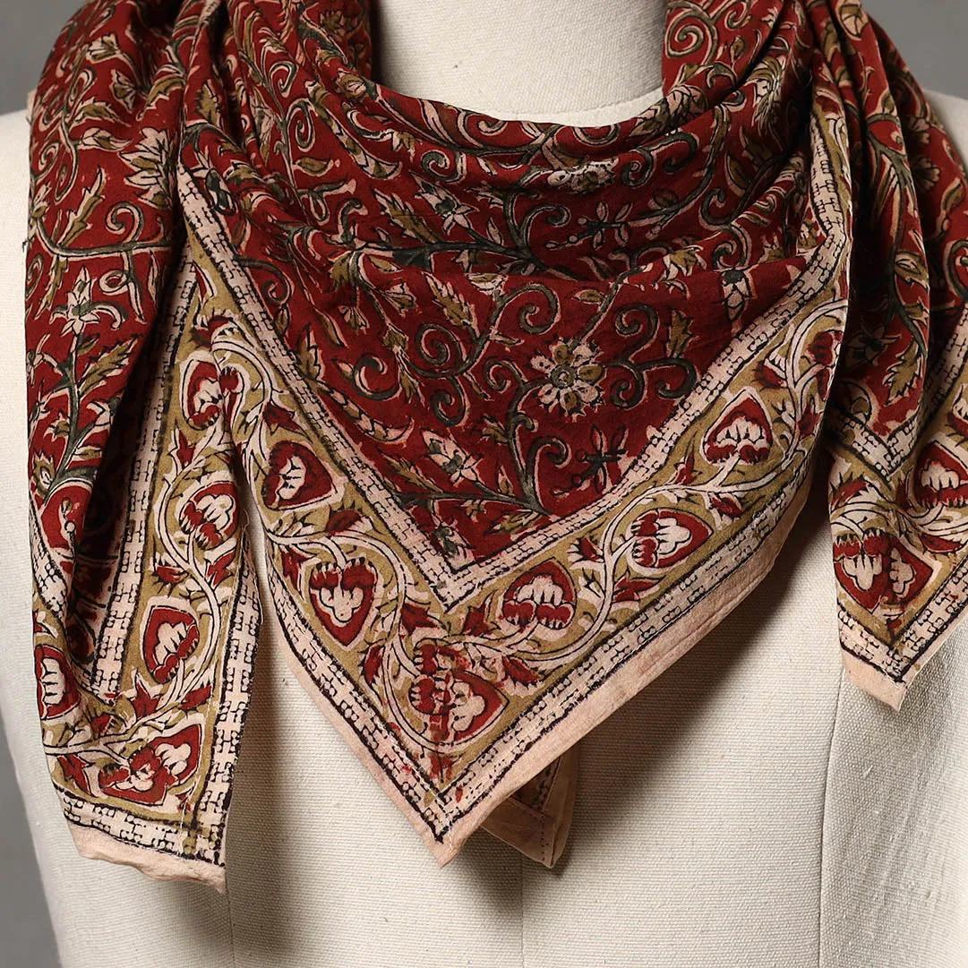 Pedana Kalamkari Block Printed Natural Dyed Cotton Scarf 40