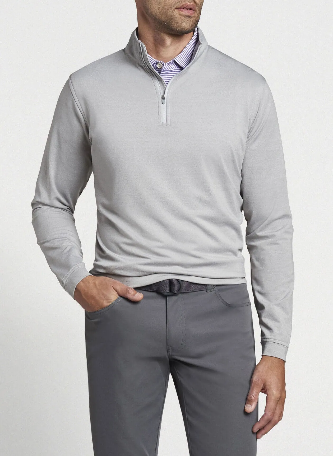 Peter Millar Perth Melange Custom Quarter Zips, Gale Grey