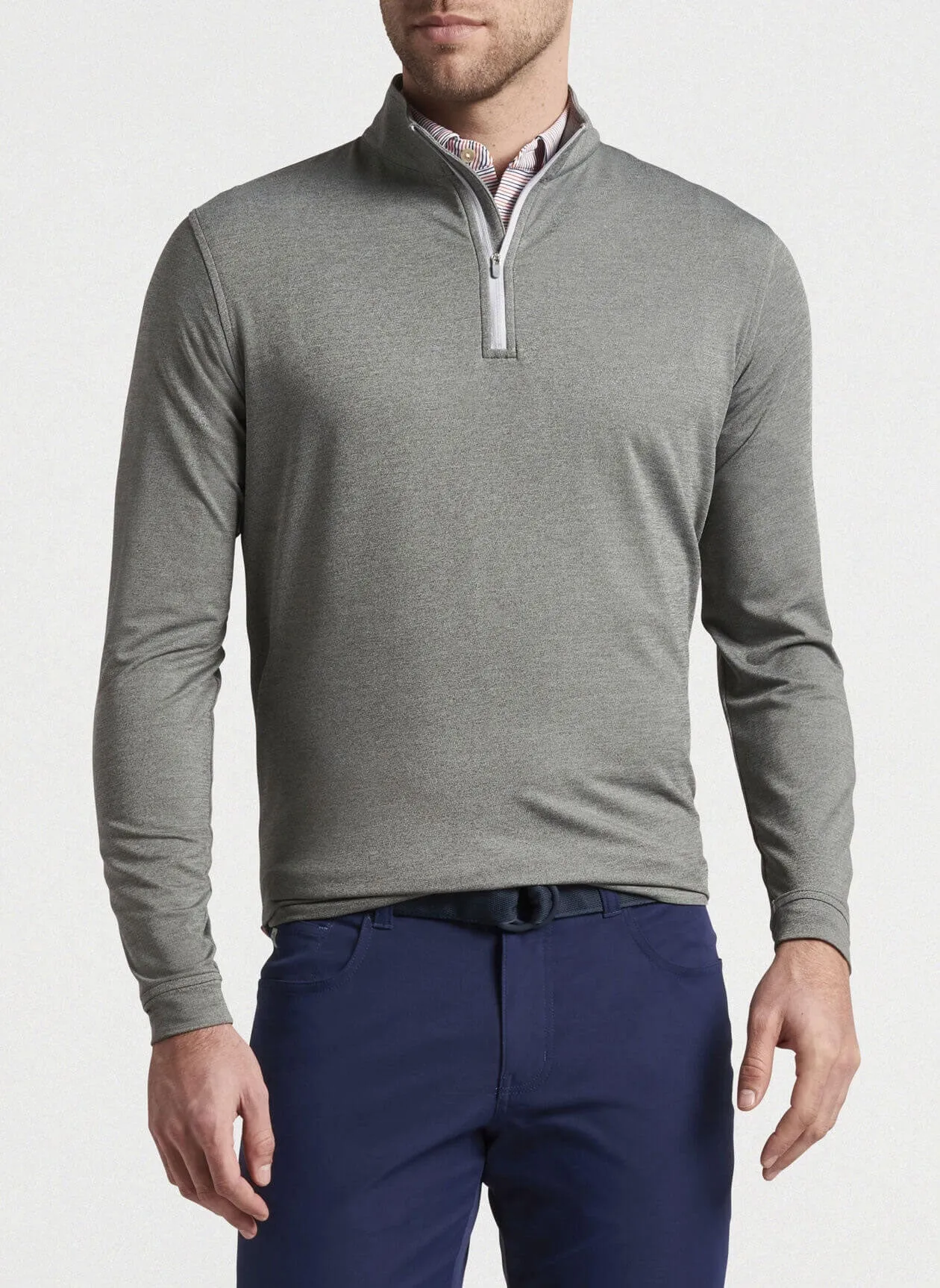 Peter Millar Perth Melange Custom Quarter Zips, Smoke