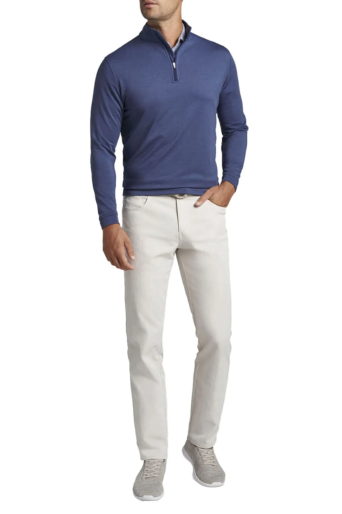 Peter Millar Perth Melange Quarter-Zip, Navy [GuidePoint Security]