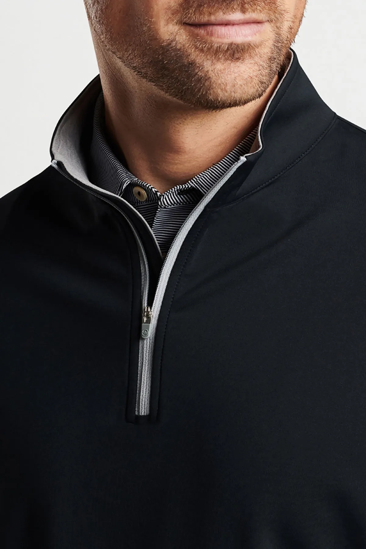 Peter Millar Perth Stretch Quarter-Zip, Black [GuidePoint Security]