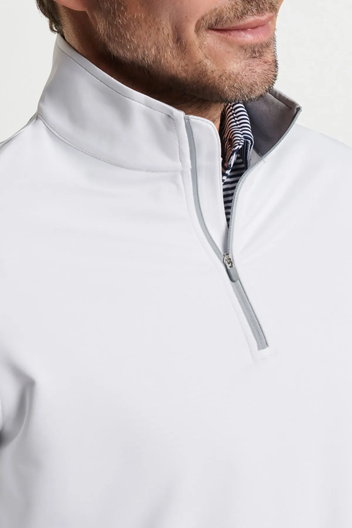 Peter Millar Perth Stretch Quarter-Zip, White [GuidePoint Security]